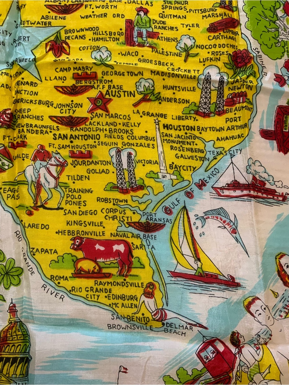 Vintage Texas scarf 1950’s beautiful detail All major tourist sights. - Picture 5 of 15